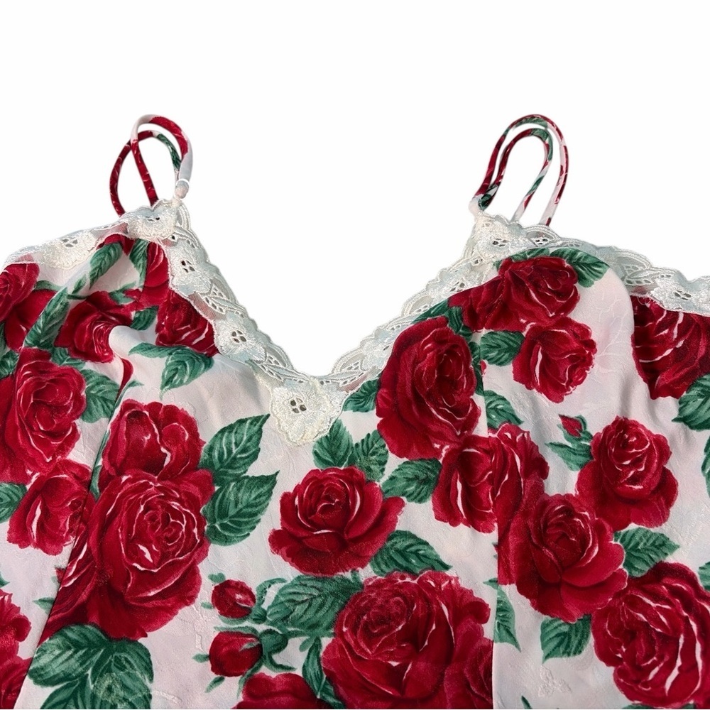 Vintage Victoria Secret Gold Label Red Rose Print Teddy Size M Medium - Picture 3 of 6